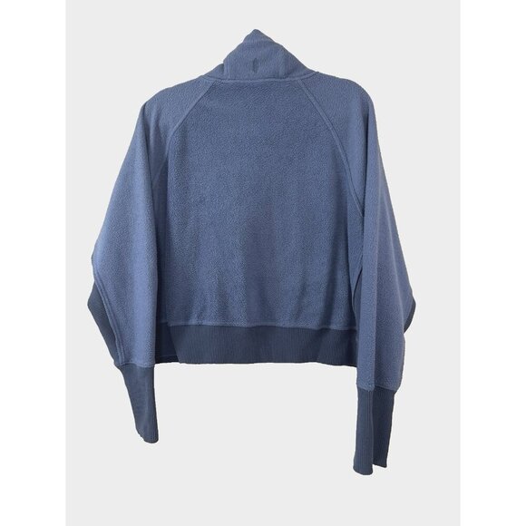 FP Movement Blue Pullover Cropped L Pocket Cowl Turtle Neck Fleece Athleisure - Picture 2 of 9